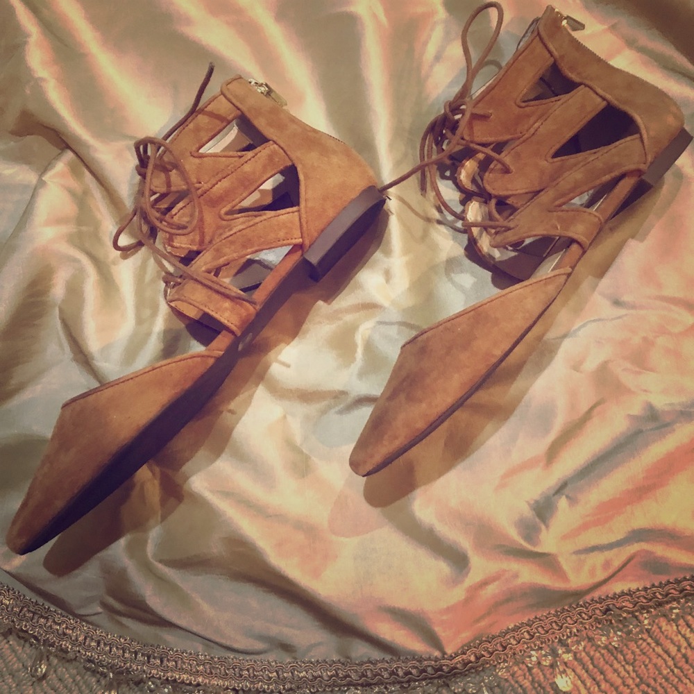 Jessica Simpson ankle tie flats in brown